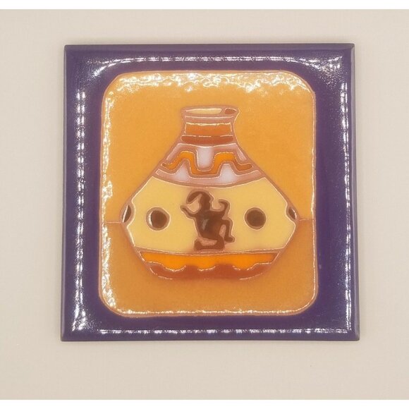 Sun Tile Trivet No 0239 Dancer Pot Estancia NM Hand Painted Southwestern 6" - Picture 2 of 4